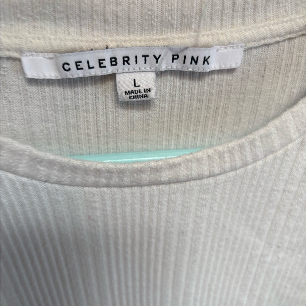 Celebrity Pink Cream Ribbed Top